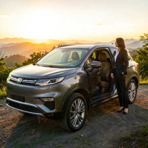 Volkswagen Atlas Cross Sport SEL Premium en extérieur, mise en valeur de son design élégant et ses lignes dynamiques, arrière avec rangement spacieux ouvert.