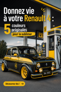 Renault 4 peinte dans une couleur originale, illustrant l'importance de la personnalisation automobile.