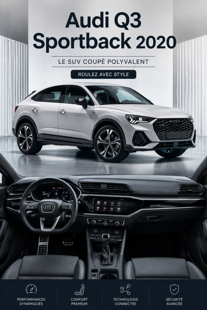 Audi Q3 Sportback 2020 en pleine ville, mettant en valeur son design moderne et élégant.