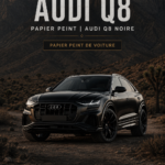 Fond d'écran du Audi Q8 noir sur un écran d'ordinateur moderne.