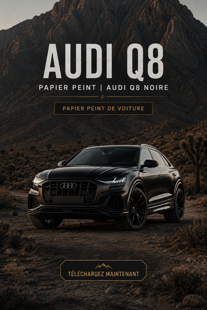 Fond d'écran du Audi Q8 noir sur un écran d'ordinateur moderne.