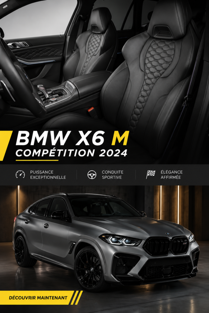 BMW X6 M Competition 2024 vue de côté, mettant en évidence son design élégant et sportif.