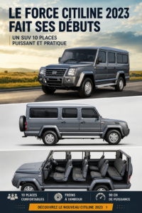 Force Citiline 2023, un SUV spacieux à 10 places sur une route.