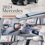 Mercedes-Maybach GLS600 2024, véhicule luxueux reflets sous un coucher de soleil.