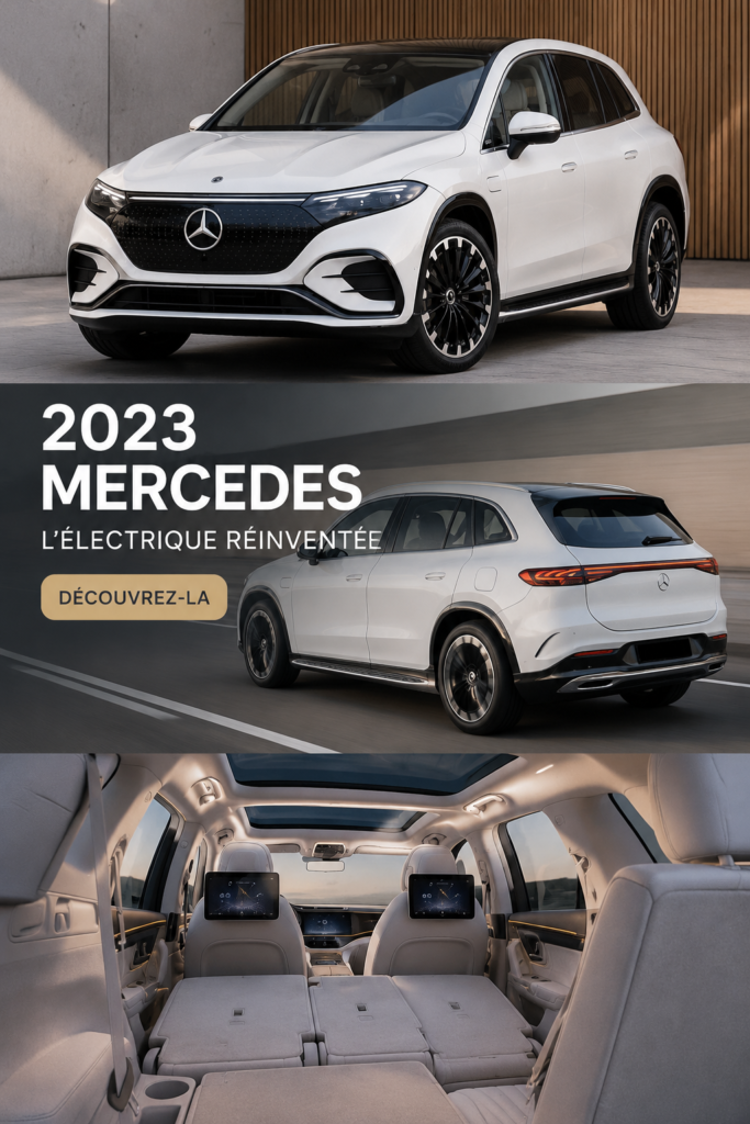 Vue du Mercedes EQS SUV 2023, un véhicule électrique luxueux avec un design moderne.