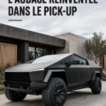 Cybertruck de Tesla sous un ciel ensoleillé, dévoilant son design futuriste et angular.