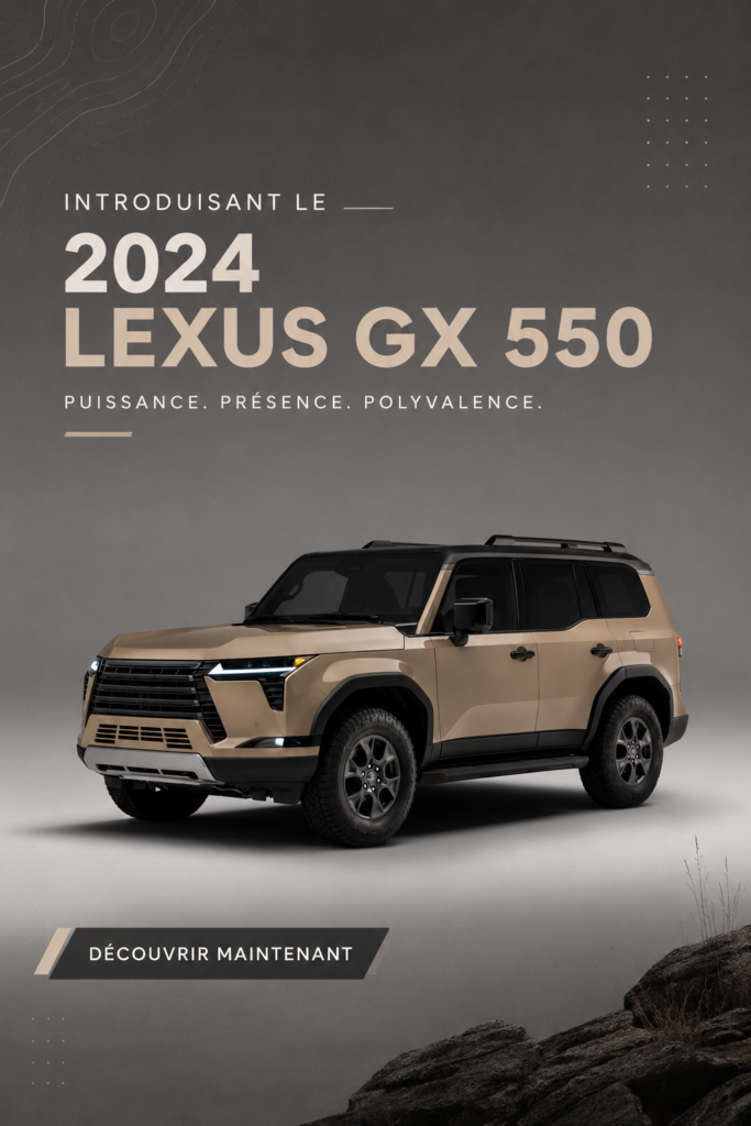 Vue du Lexus GX 550 2024, un SUV de luxe au design moderne.