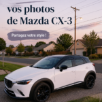 Photo d'une Mazda CX-3 garée dans un beau paysage naturel, mettant en avant ses lignes élégantes