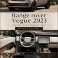 Vue extérieure du Range Rover Vogue 2023 à la mise au point détaillée avec son design élégant.