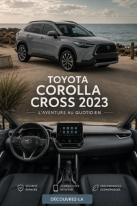 Vue extérieure du Toyota Corolla Cross 2023, un SUV moderne et élégant.