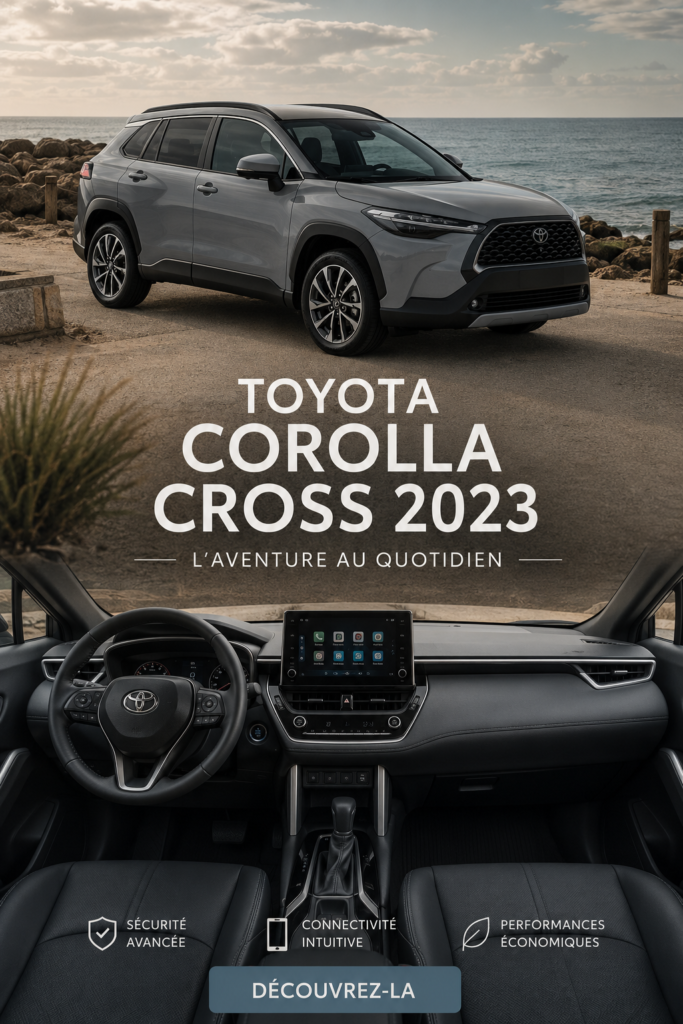Vue extérieure du Toyota Corolla Cross 2023, un SUV moderne et élégant.