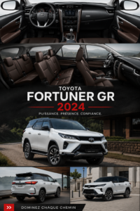 Vue extérieure du Toyota Fortuner GR 2024, un SUV élégant prêt pour l'aventure.