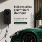 Accessoires pratiques pour voiture électrique sur fond moderne