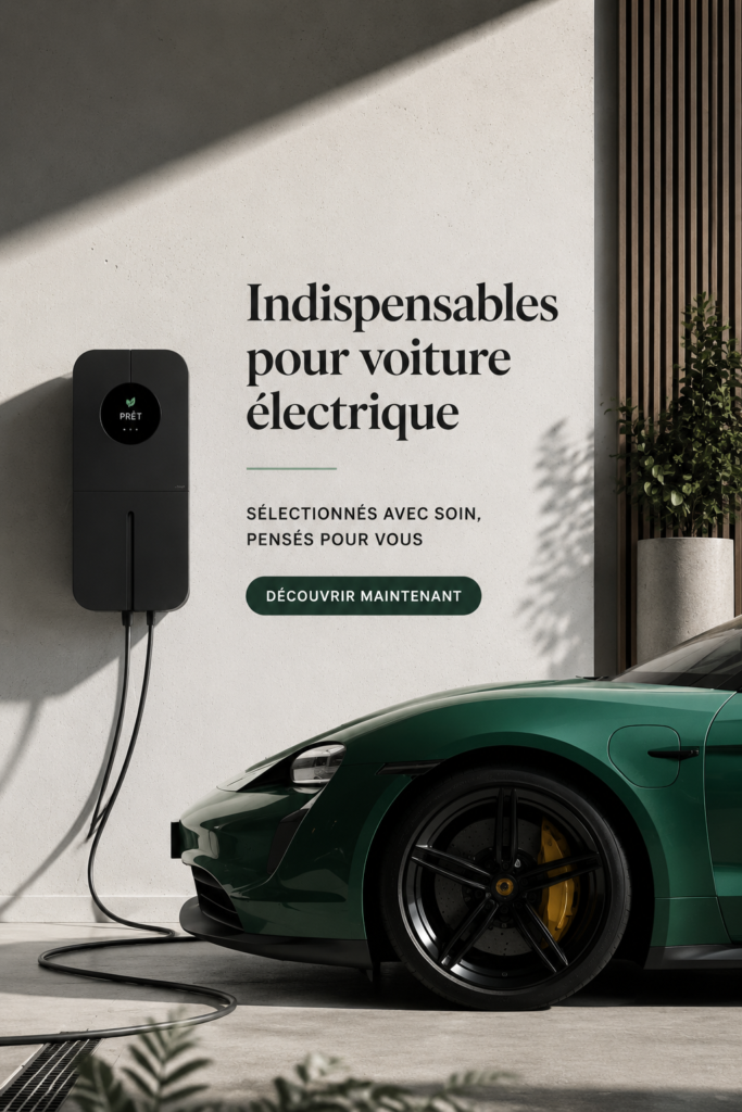 Accessoires pratiques pour voiture électrique sur fond moderne