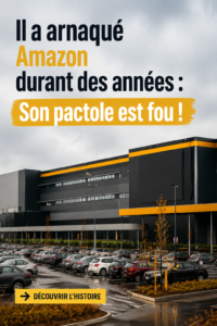 Un homme tricheur devant un écran, symbolisant l'escroquerie à Amazon