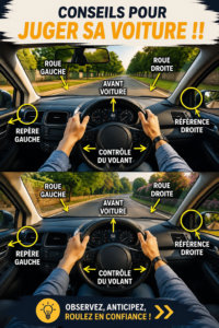 Femme inspectant une voiture à vendre pour l'évaluation avant achat.