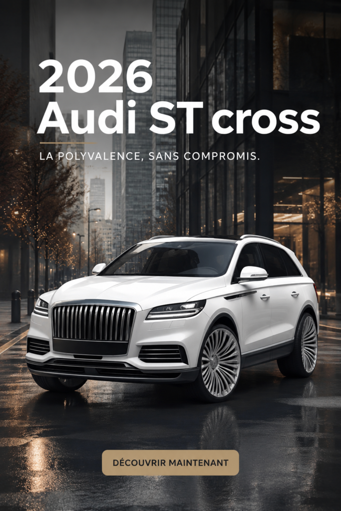 Audi ST Cross 2026 dans une exposition automobile, mettant en avant son design élégant et sa technologie avancée.