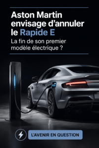 Aston Martin Rapide E en exposition, marque emblématique de voitures de luxe.
