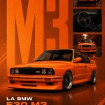 BMW E30 M3 garée dans un cadre urbain, mettant en avant ses lignes élégantes et son style sportif.