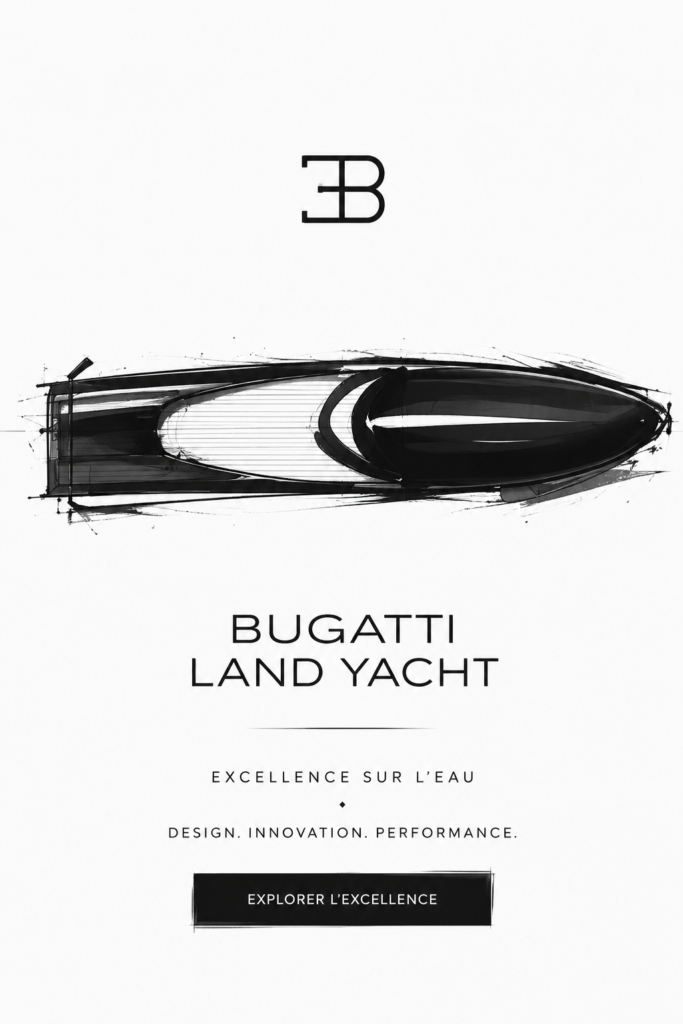 Bugatti Land Yacht sur une route pittoresque