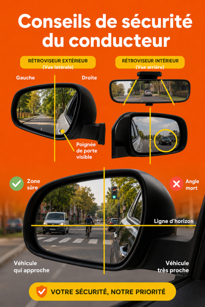 Femme au volant appliquant des conseils de sécurité routière