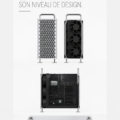 Vue d'un Mac Pro avec des lignes de design modernisées