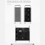 Vue d'un Mac Pro avec des lignes de design modernisées