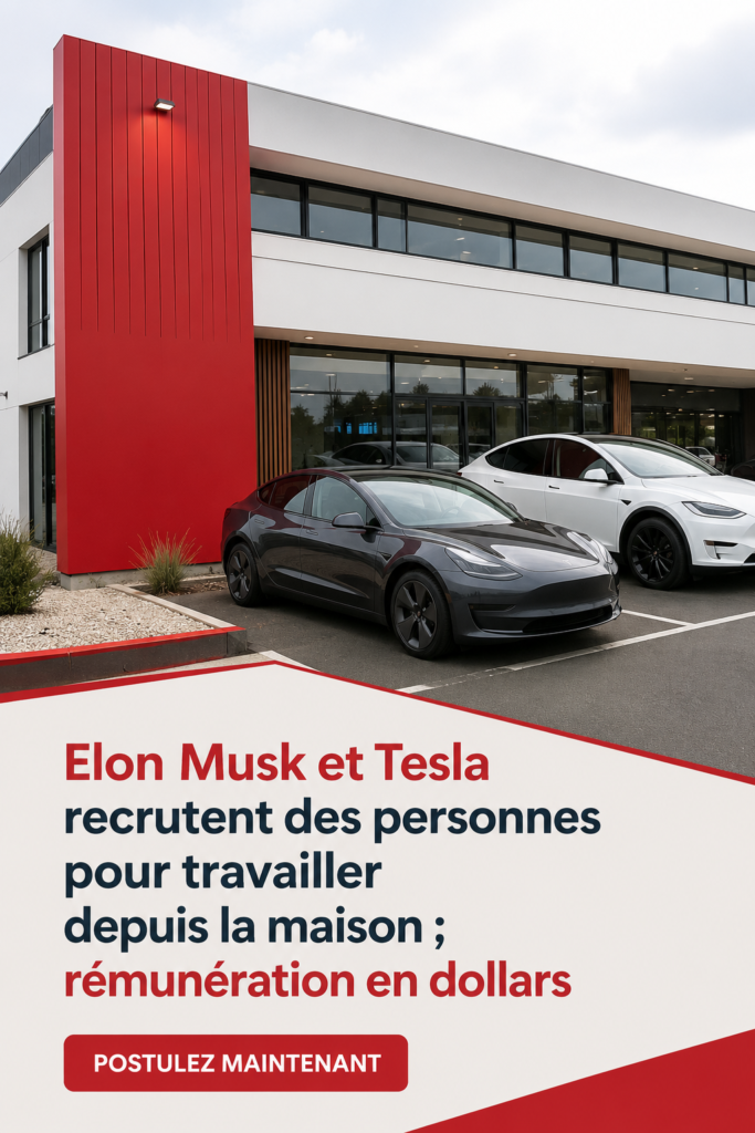 Visuel engageant d'une personne travaillant à domicile pour Tesla.