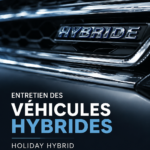 Véhicule hybride en entretien avec des outils