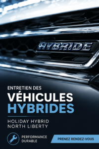 Véhicule hybride en entretien avec des outils