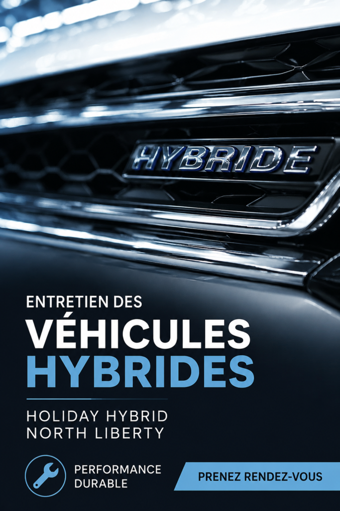 Véhicule hybride en entretien avec des outils