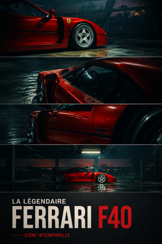 Une magnifique Ferrari F40, emblème de l'ingénierie automobile.