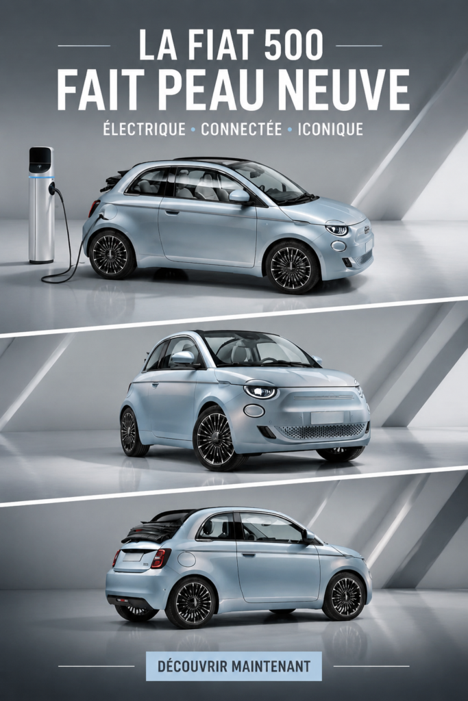 Fiat 500 électrique sur une route, illustrant le nouveau modèle respectueux de l'environnement.
