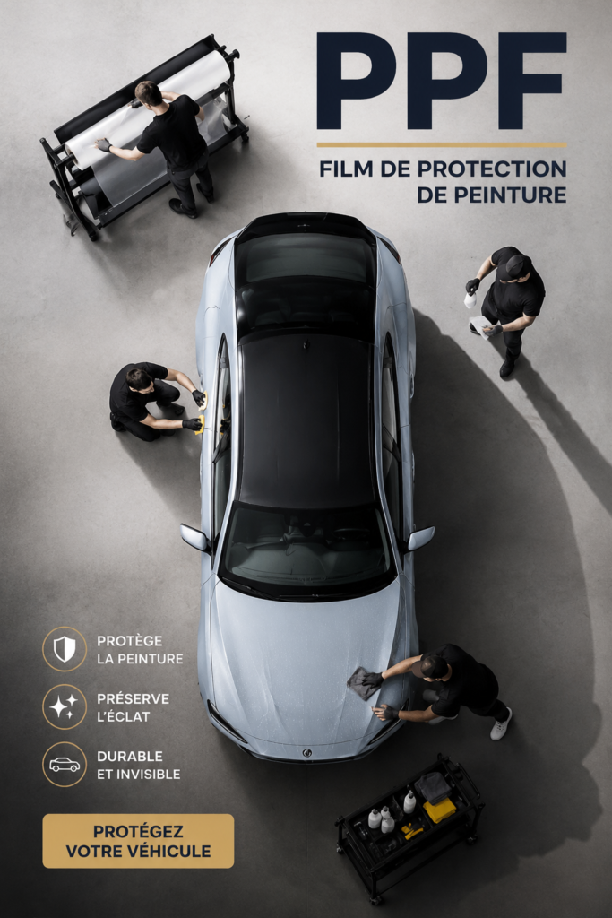 Film de protection de peinture sur voiture brillante