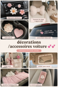 Une voiture joliment décorée avec des accessoires élégants