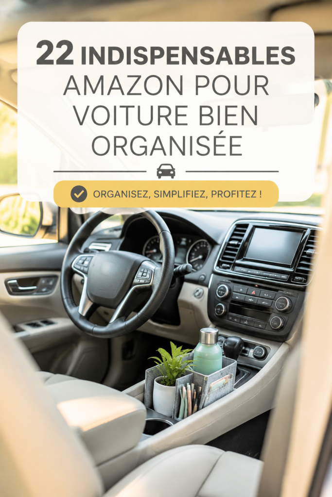 Aperçu de divers accessoires Amazon pour organiser une voiture.