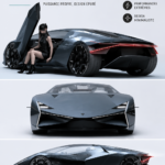 Vue latérale de la Lamborghini Tornado, supercar électrique au design futuriste et élégant.