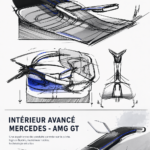 Intérieur de la Mercedes AMG GT montrant le luxe et la technologie avancée.