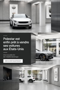 Une voiture Polestar électrique sur une route ensoleillée, symbolisant l'innovation durable