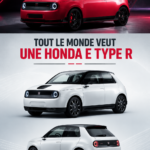 Une Honda E Type R garée sur une route, mettant en avant son design moderne et élégant.