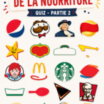 Quiz sur les logos alimentaires avec des visuels colorés de diverses marques.