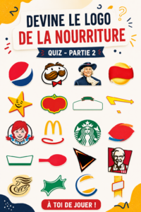 Quiz sur les logos alimentaires avec des visuels colorés de diverses marques.