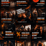 Femme s'entrainant au gym avec un smartphone montrant des vidéos de fitness