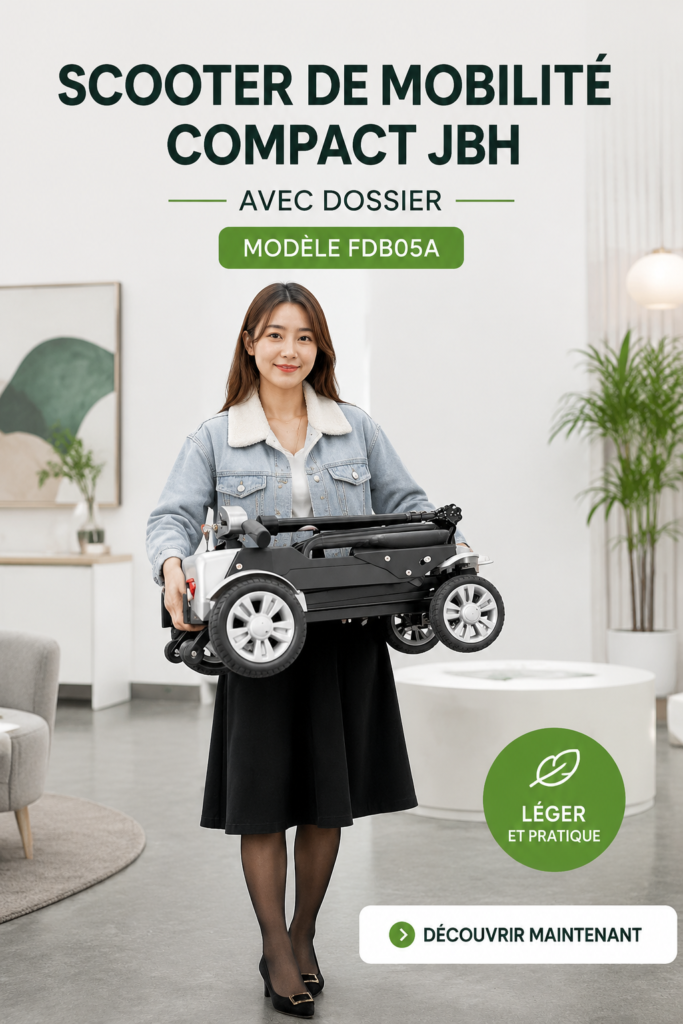 Scooter de mobilité compact JBH avec dossier, idéal pour le confort des utilisateurs