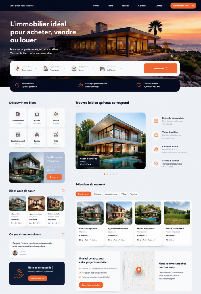 Thème Vedoo de WordPress pour site immobilier, élégant et moderne
