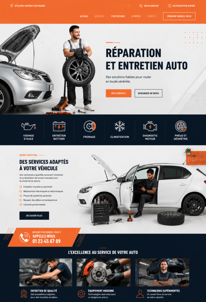 Site web automobile avec le thème Karon sur WordPress.