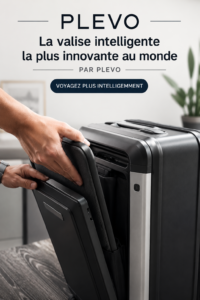 Illustration d'une valise intelligente connectée prête pour le voyage
