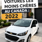 Présentation des voitures les moins chères au Canada en 2022 avec plusieurs modèles sur une route.