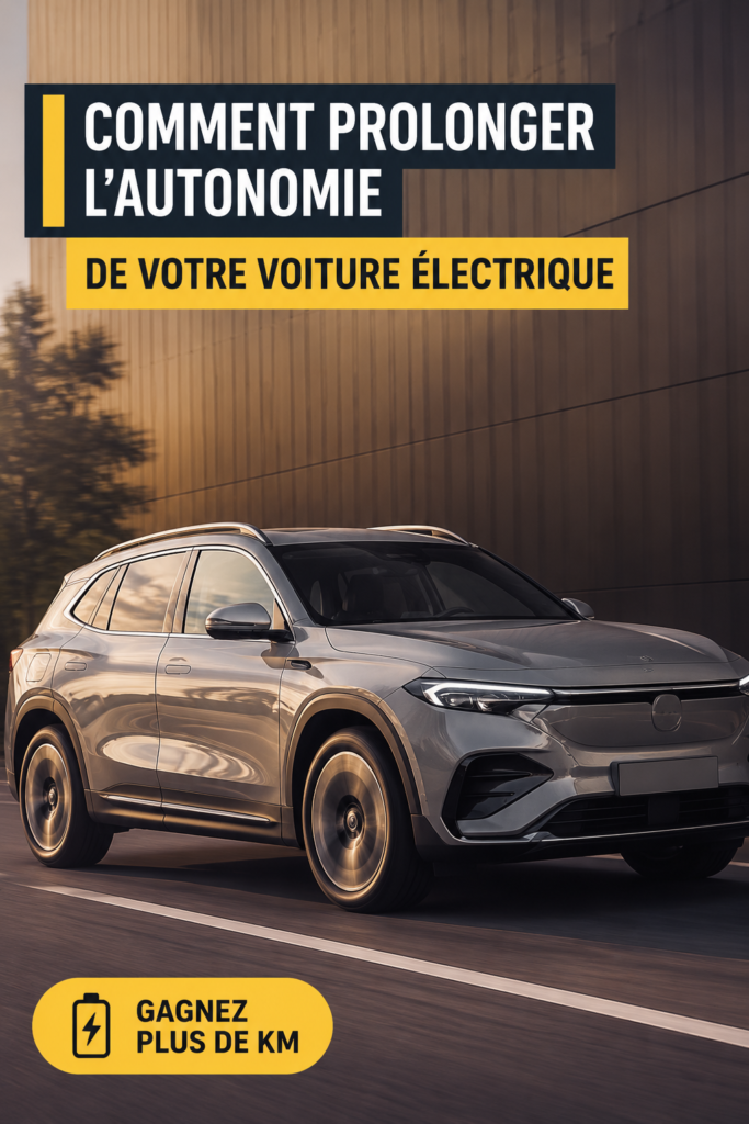 Voiture électrique stationnée près d'une borne de recharge, illustrant son autonomie.