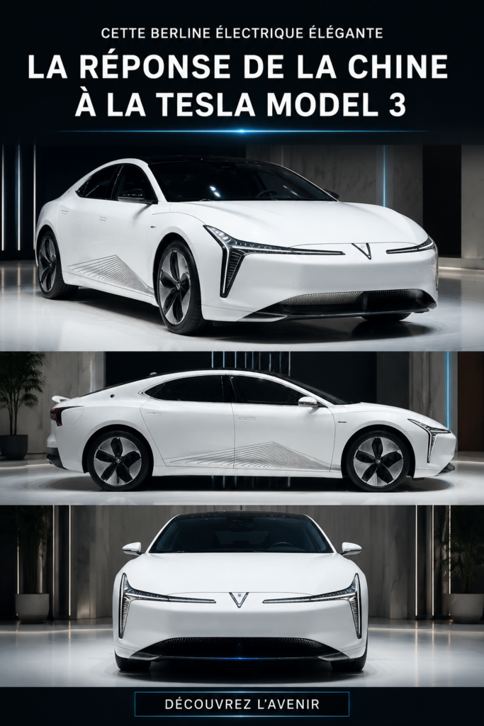 Berline électrique élégante prête à être essayée sur la route